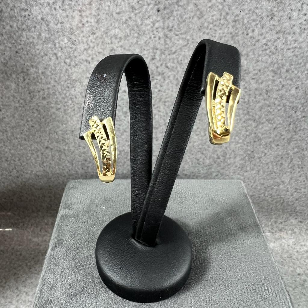 Gouden Oorbellen | 14k | 2,3g | klapcreolen | 406182, Ophalen of Verzenden, Goud, Goud, Hangers