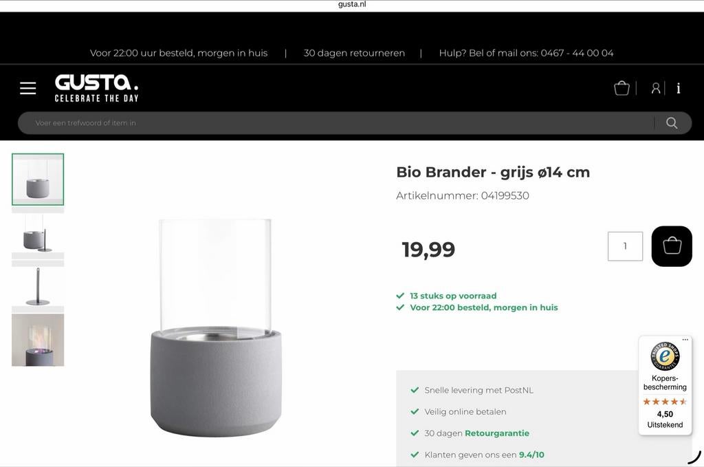 Gusta Biobrander Decoratieve Tafelhaard Wit, Huis en Inrichting, Ophalen, Nieuw, Vrijstaande haard, Overige soorten