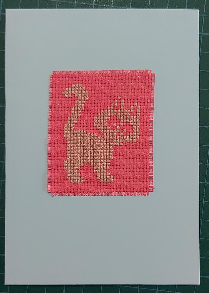 kaart met geborduurde kat/poes (1800), Ophalen of Verzenden, Nieuw, Dieren