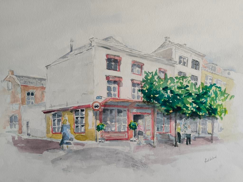 Aquarel van Middelburg, Antiek en Kunst, Ophalen of Verzenden