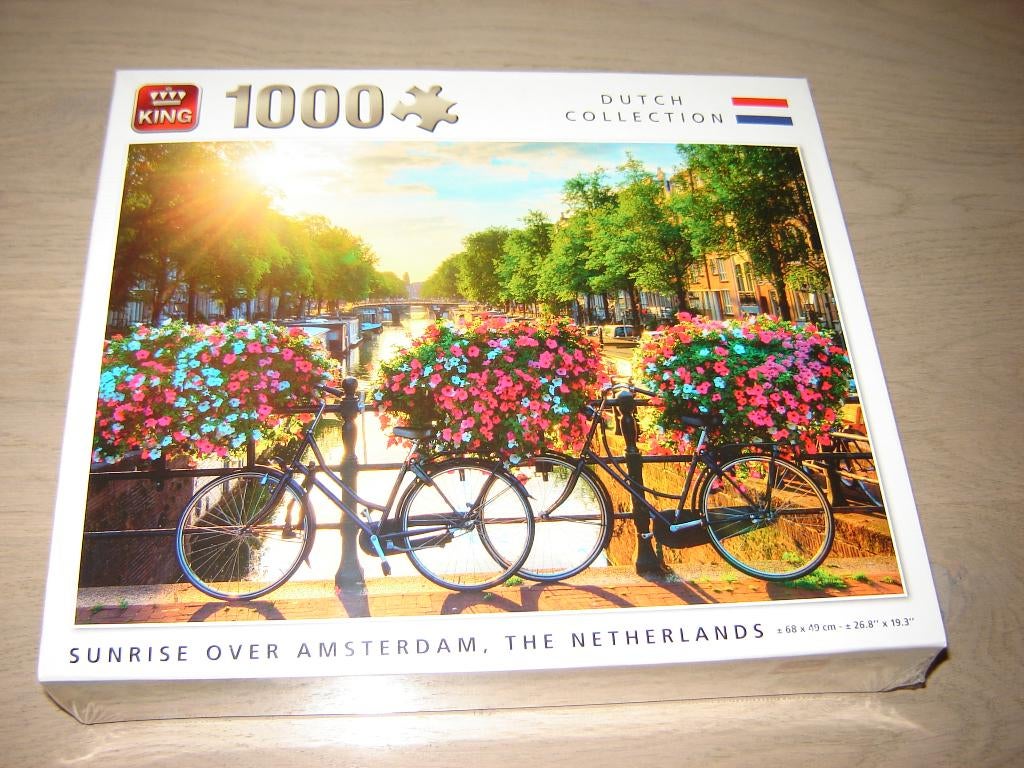 Puzzel SUNRISE OVER AMSTERDAM, THE NEDERLANDS 1000 st. NIEUW, Ophalen of Verzenden, 500 t/m 1500 stukjes, Nieuw, Legpuzzel