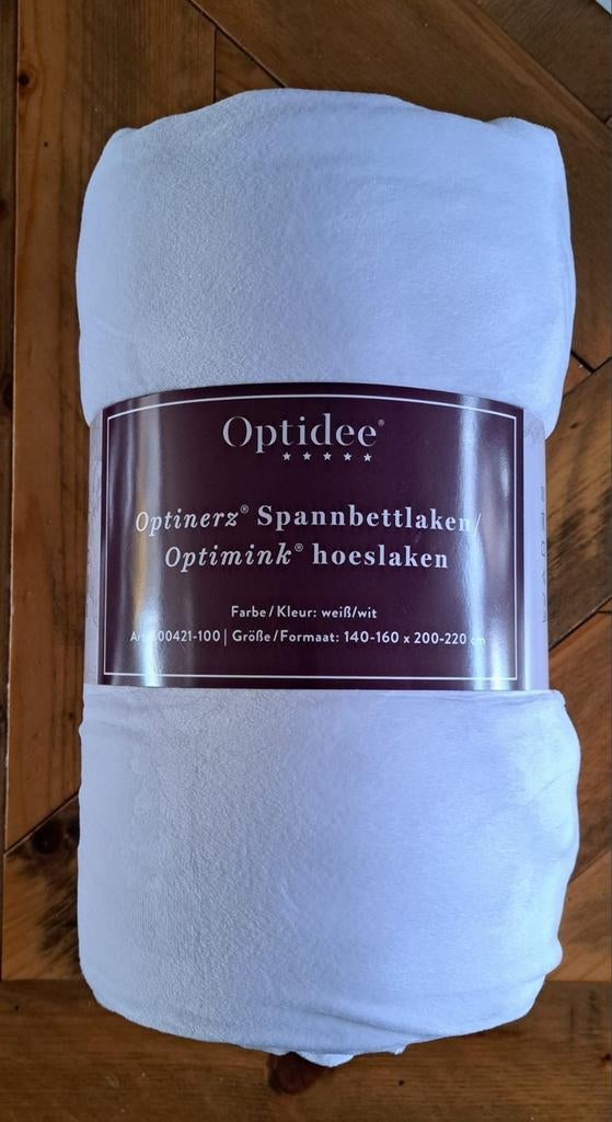 Optidee hoeslaken mink, Ophalen of Verzenden, Wit, Hoeslaken of Sloop, Nieuw