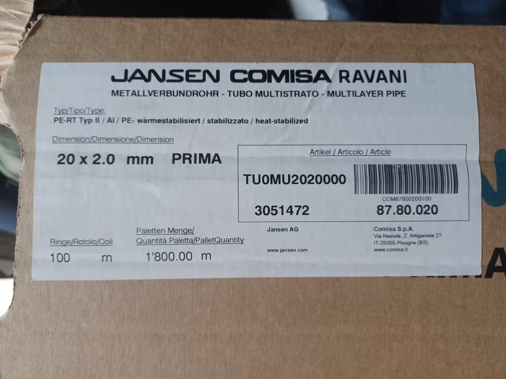 Jansen Comisa Ravani waterleiding 20 mm, Ophalen