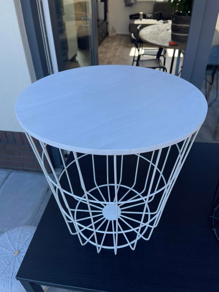 Bijzettafel mand wit, Ophalen, Minder dan 45 cm, Minder dan 55 cm, Rond