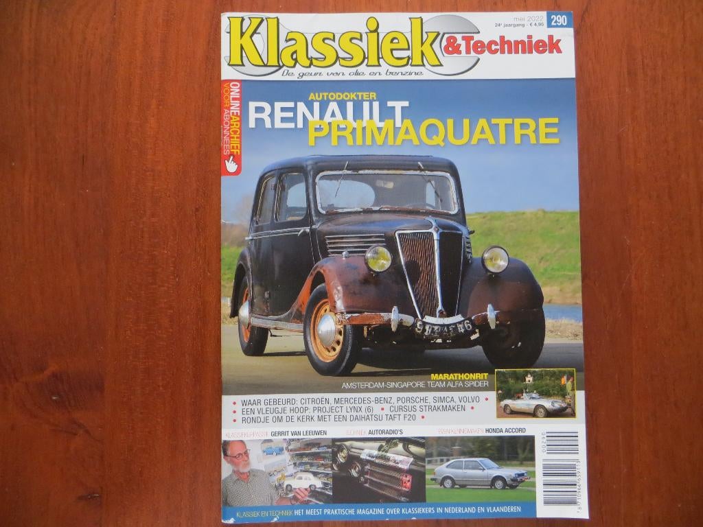 Klassiek & Techniek 290 Renault Primaquatre, Honda Accord, Boeken, Ophalen of Verzenden, Nieuw, Renault