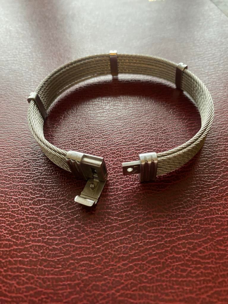 Albanu armband - Staal gevlochten design  22 cm, Ophalen of Verzenden, Gebruikt, Zilver, Staal