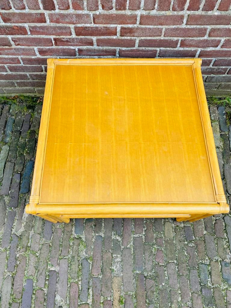 Rotan vierkante salontafel , jaren 80, Ophalen, Huis en Inrichting
