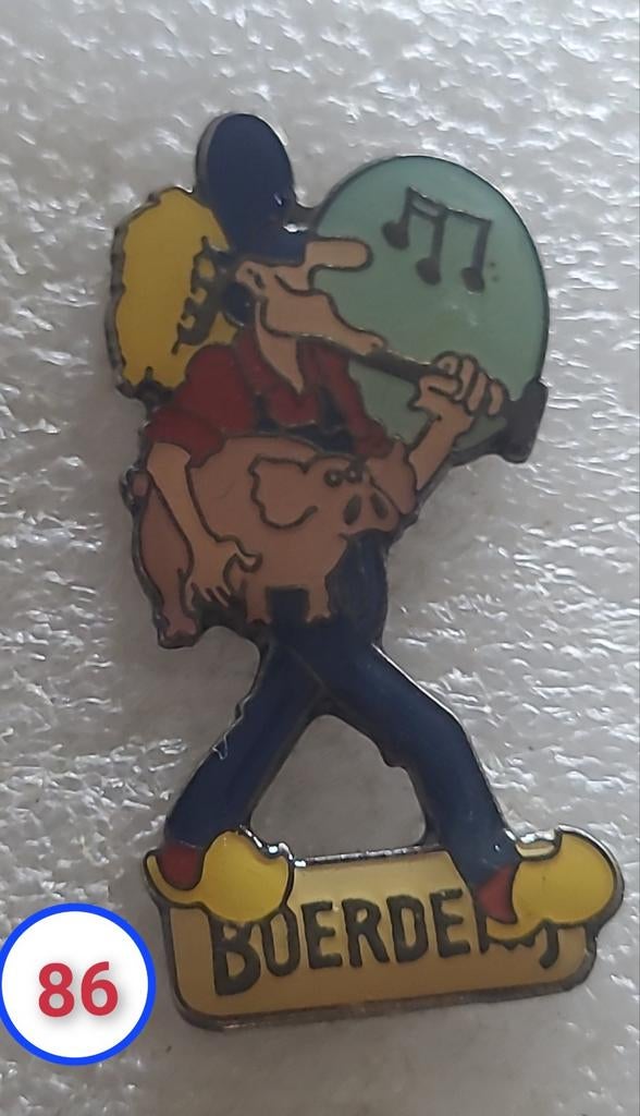 Boer met varken en trommel pin, Verzenden