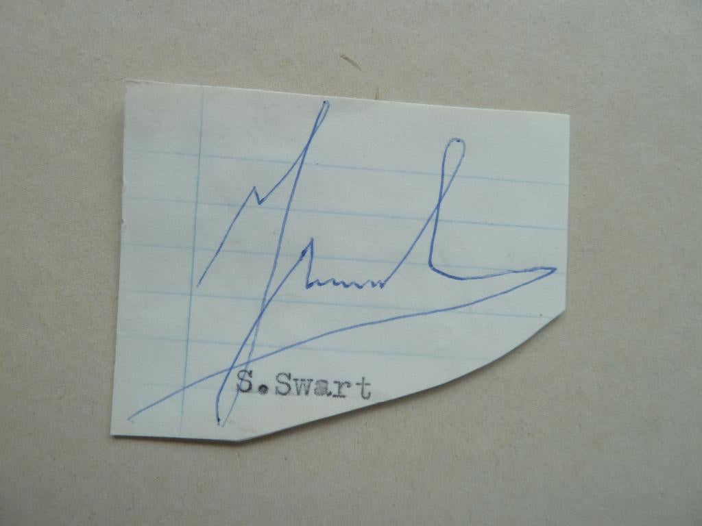 Handtekening.  Sjaak.Swart.   Ajax, Verzamelen, Sportartikelen en Voetbal, Ophalen of Verzenden, Zo goed als nieuw, Ajax, Overige typen