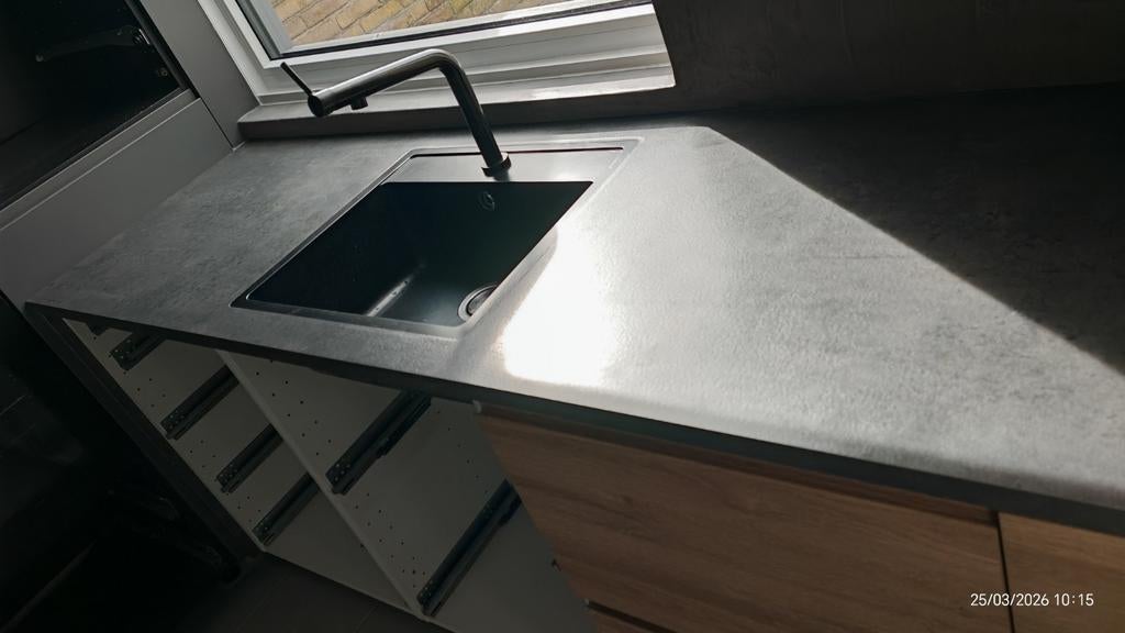 IKEA Ekbacken werkblad met spoelbak ZONDER kraan, Ophalen, Zwart