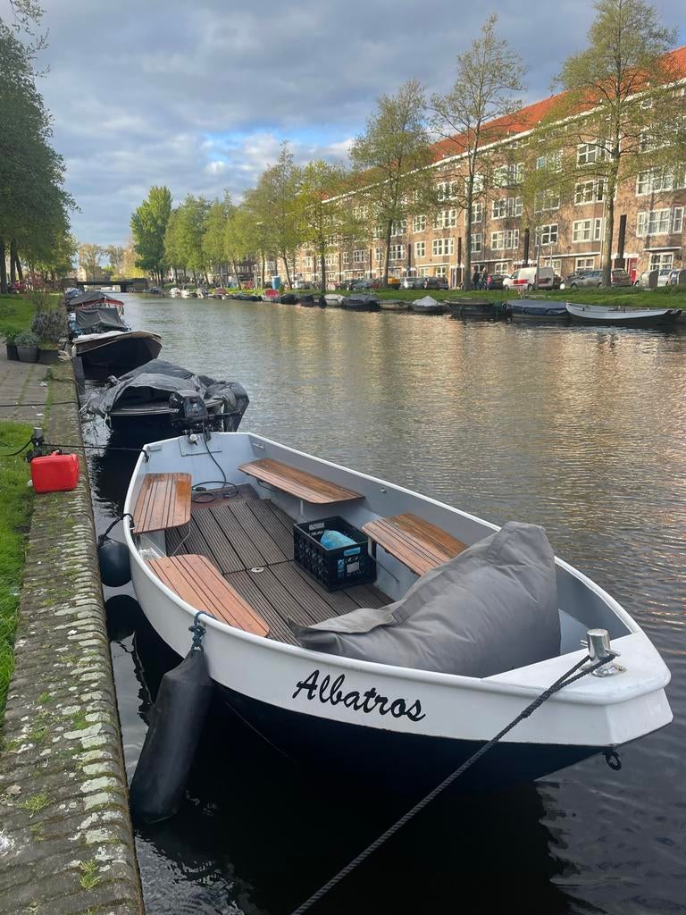 Grachtenboot bootje - mercury 9.9pk buitenboord. 6m, Watersport en Boten, Ophalen, Gebruikt, Tot 10 pk, Staal