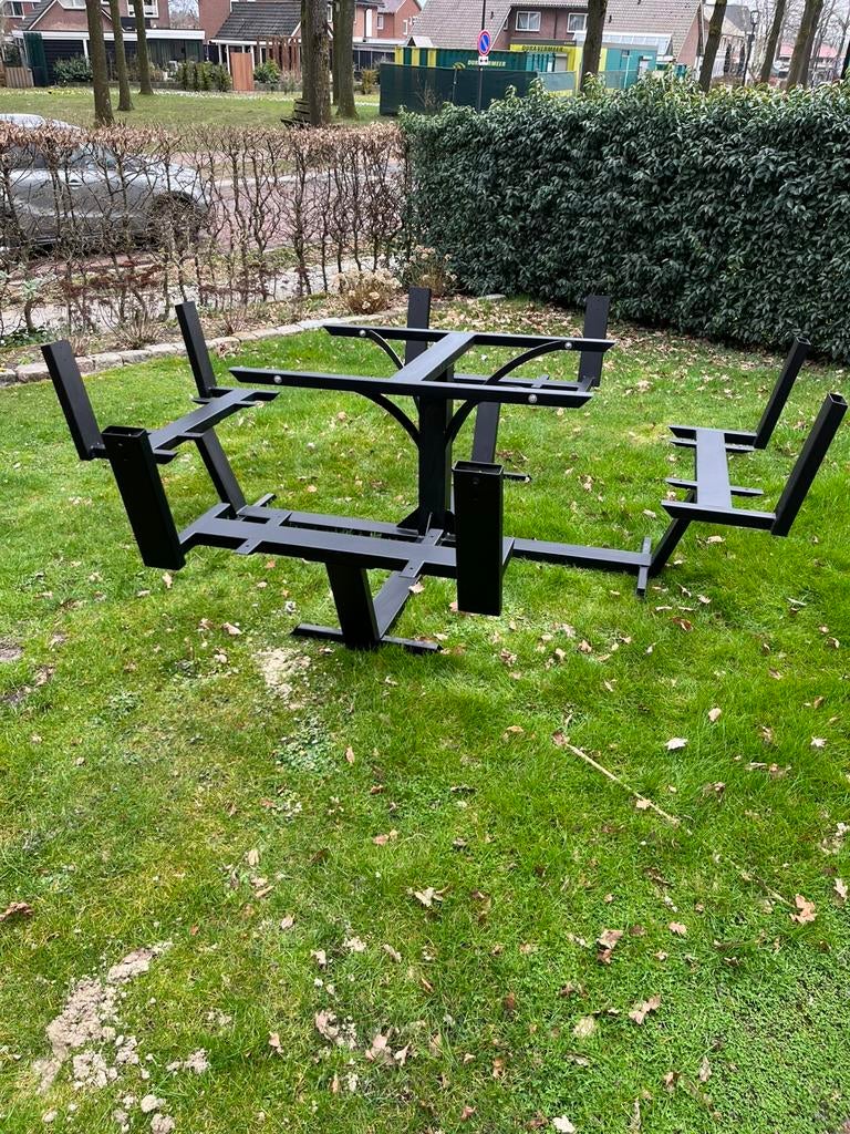 Stalen picknicktafel, Tuin en Terras, Ophalen, Nieuw, Hout
