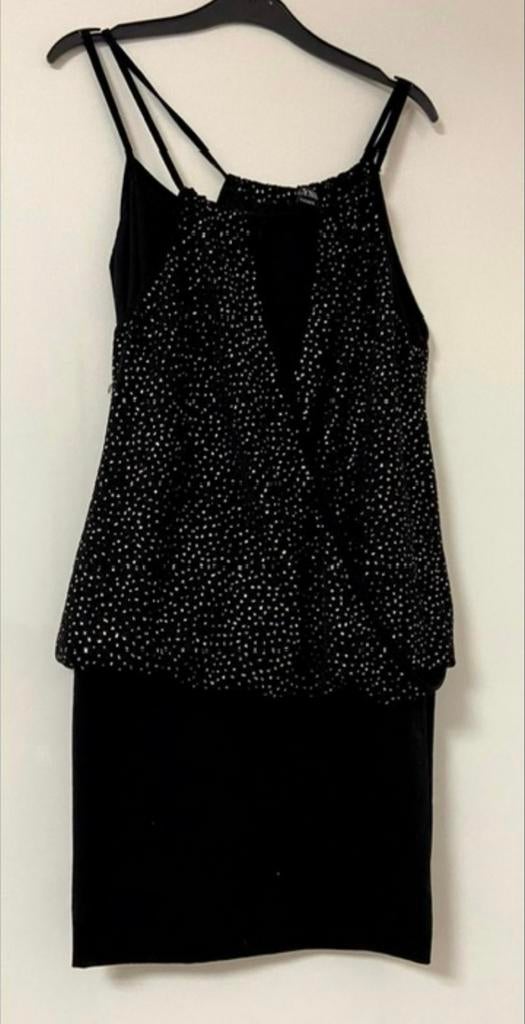 Zwart cocktailjurkje met glitter top maat S, Kleding | Dames, Ophalen of Verzenden, Zo goed als nieuw