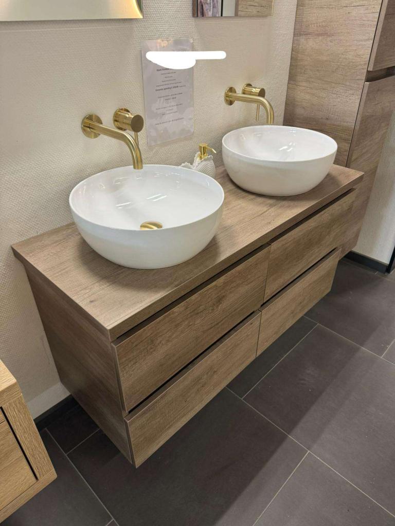 Luxe Sanitair Set 120cm Dubbel + Spiegels & Kolomkast, Niet ingevuld, Nieuw, Niet ingevuld, Niet ingevuld