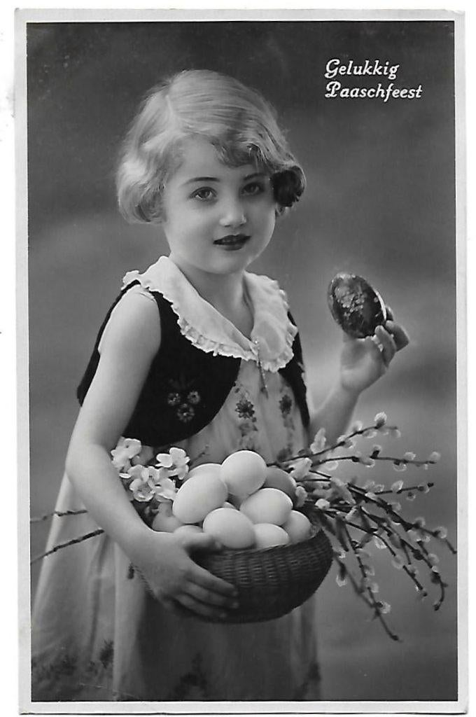 A2698 Oude Gelopen Ansichtkaart Gelukkig Paaschfeest, Ophalen of Verzenden, 1920 tot 1940, Gelopen, Feest(dag)