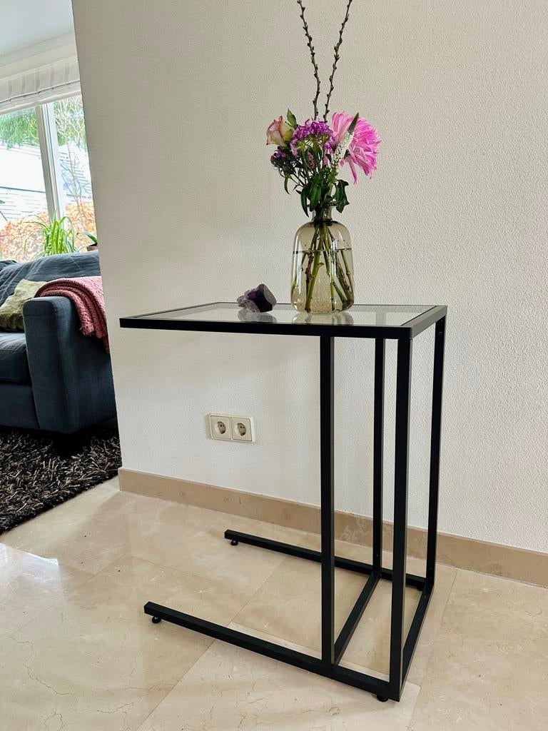 IKEA VITTSJO Laptoptafel / Bijzettafel met Glazen Blad, Ophalen, Minder dan 55 cm, Gebruikt, Glas