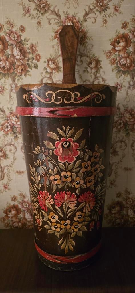 Oude houten Franse gebloemde paraplu bak ton, Ophalen of Verzenden