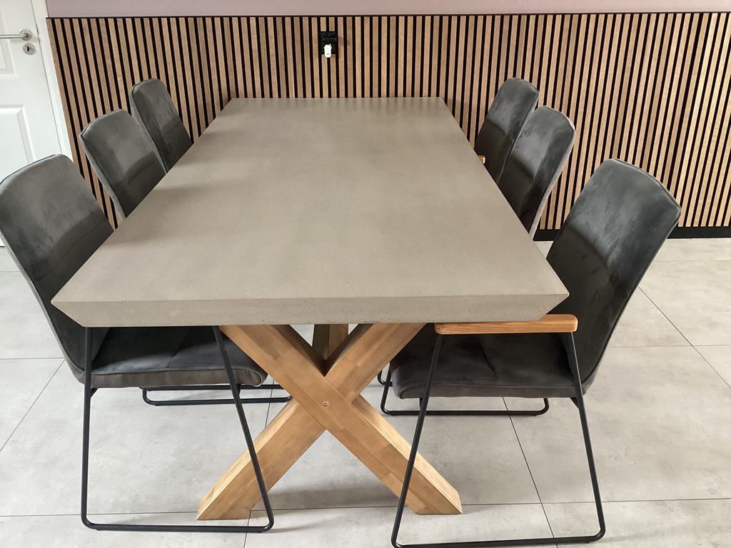 Te koop 6 eetkamerstoelen met grijze velours bekleding, Ophalen, Zo goed als nieuw, Grijs, Vijf, Zes of meer stoelen