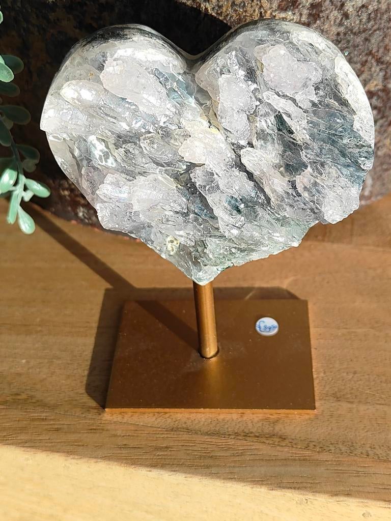 Flower amethist hart op goud kleurige standaard, Ophalen of Verzenden