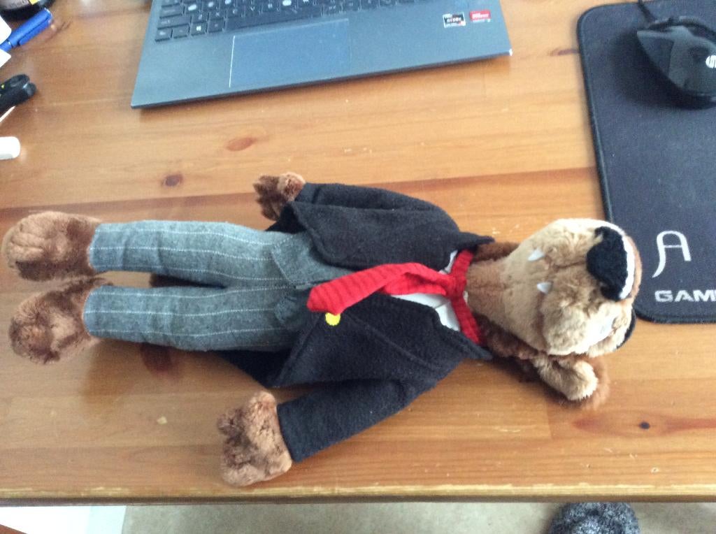 Efteling knuffel Boze Wolf. in kostuum. 37 cm, Gebruikt, Overige typen, Ophalen of Verzenden, Met label