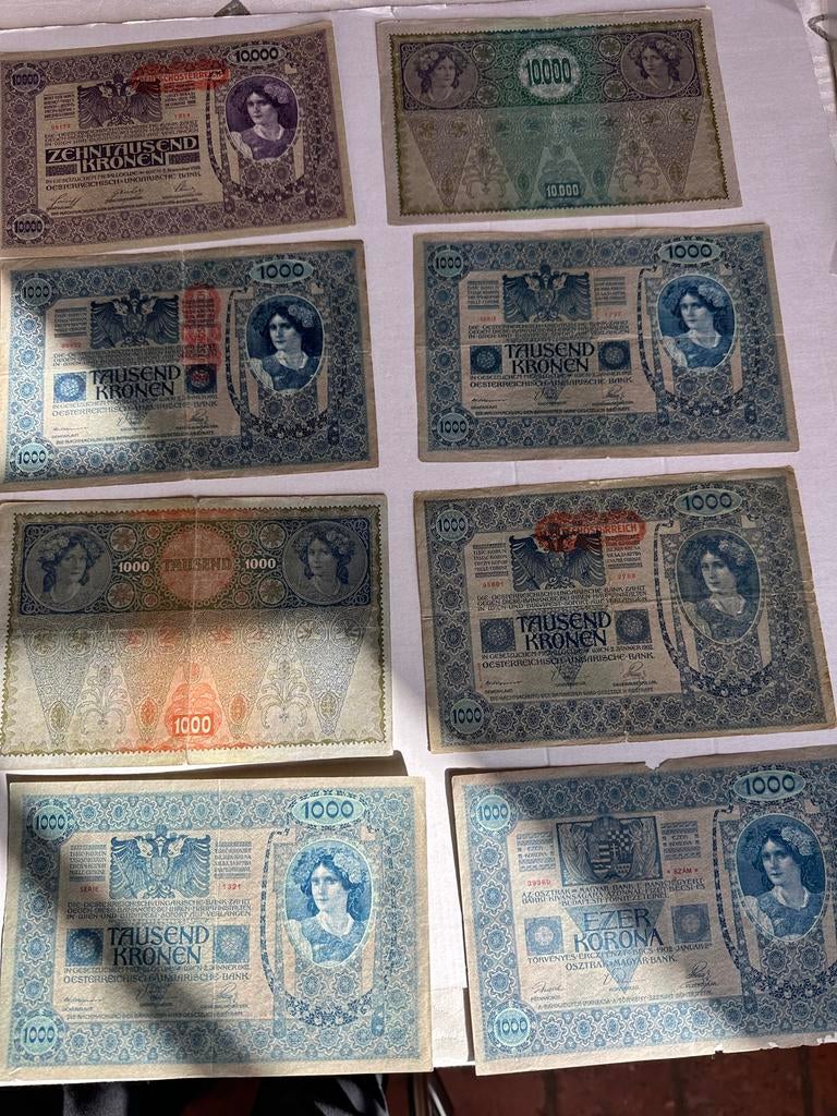 Oostenrijk-Hongarije 8 zeer mooie biljetten!!, Ophalen of Verzenden, Oostenrijk, Setje