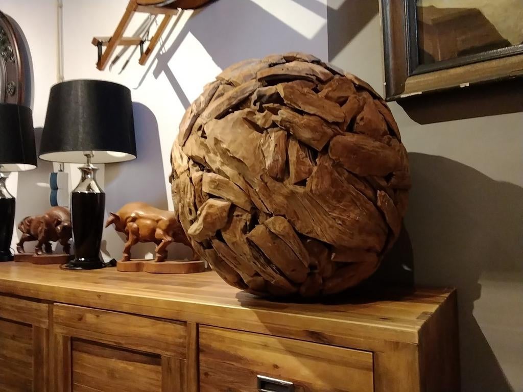 Teak/ drijfhout decoratie bal, Ophalen