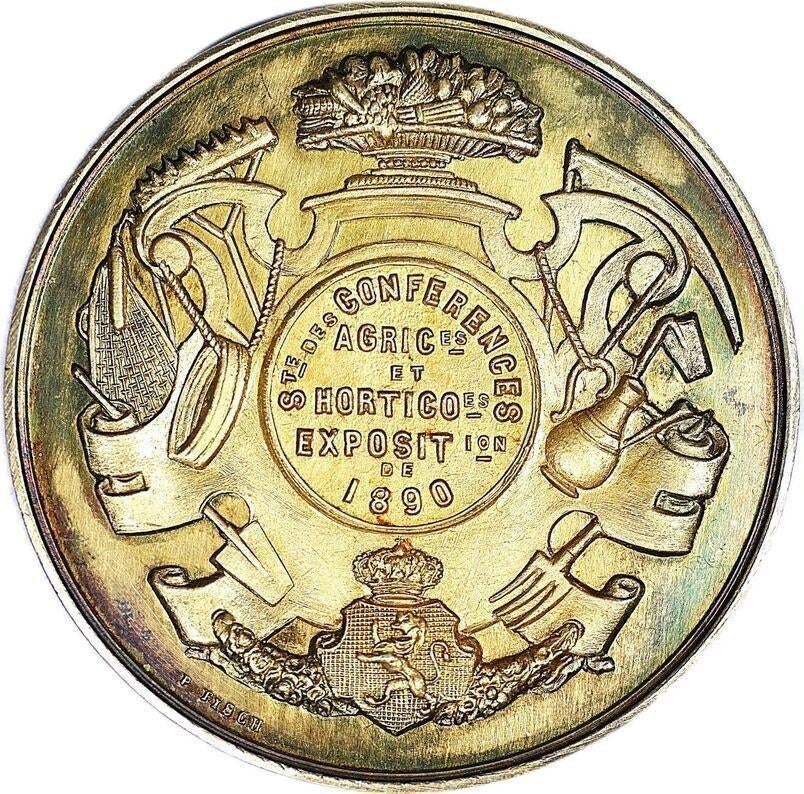 België penning 1890 landbouw tuinbouw expo Ixelles EF, Ophalen of Verzenden, Zilver, Buitenland
