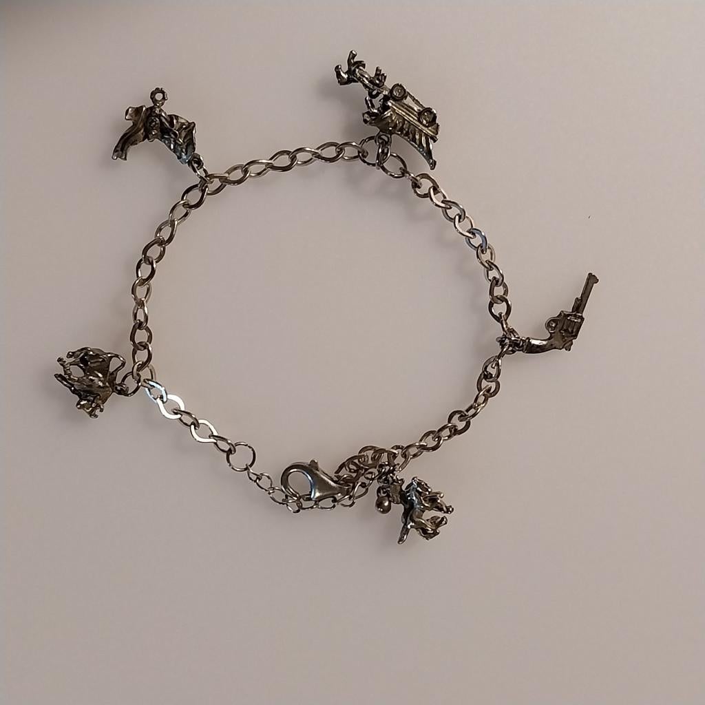 Zilveren Armband met Western Bedels, Verzenden, Zilver, Zilver, Met bedels of kralen