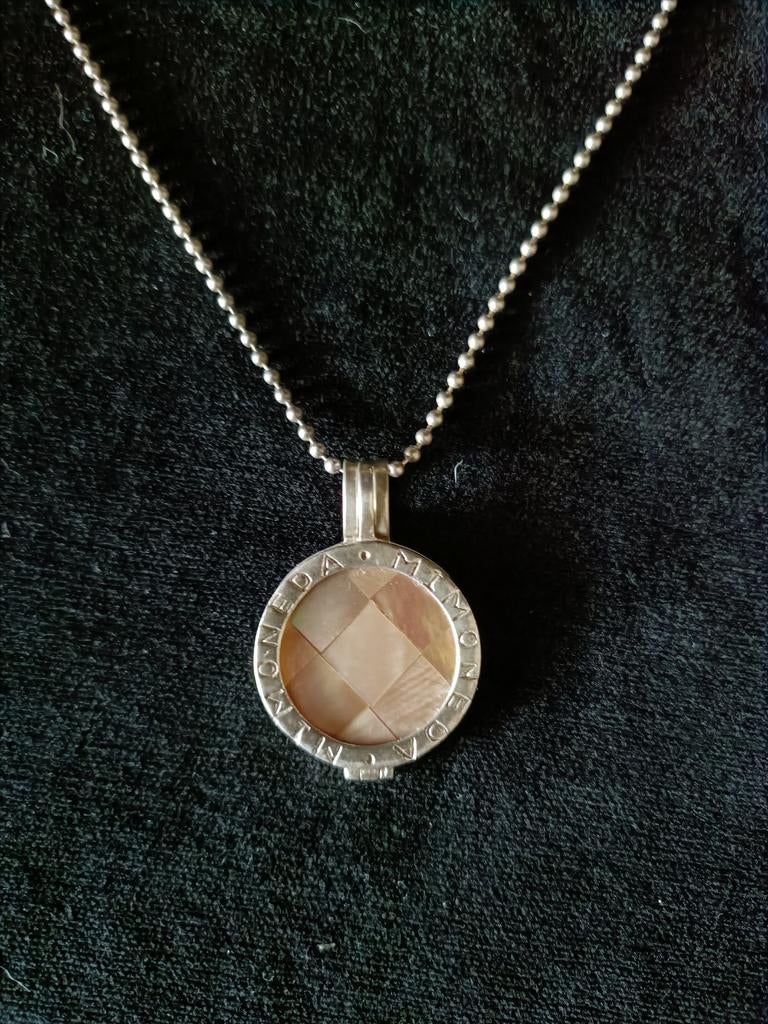 Mooie zilveren 925 Mi Moneda ketting met hanger, Met hanger, Gebruikt, Ophalen of Verzenden, Zilver