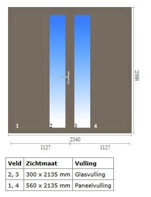 Openslaande garagedeur Br. 2340 x H. 2388, Ophalen of Verzenden, Glas, 120 cm of meer, 215 cm of meer