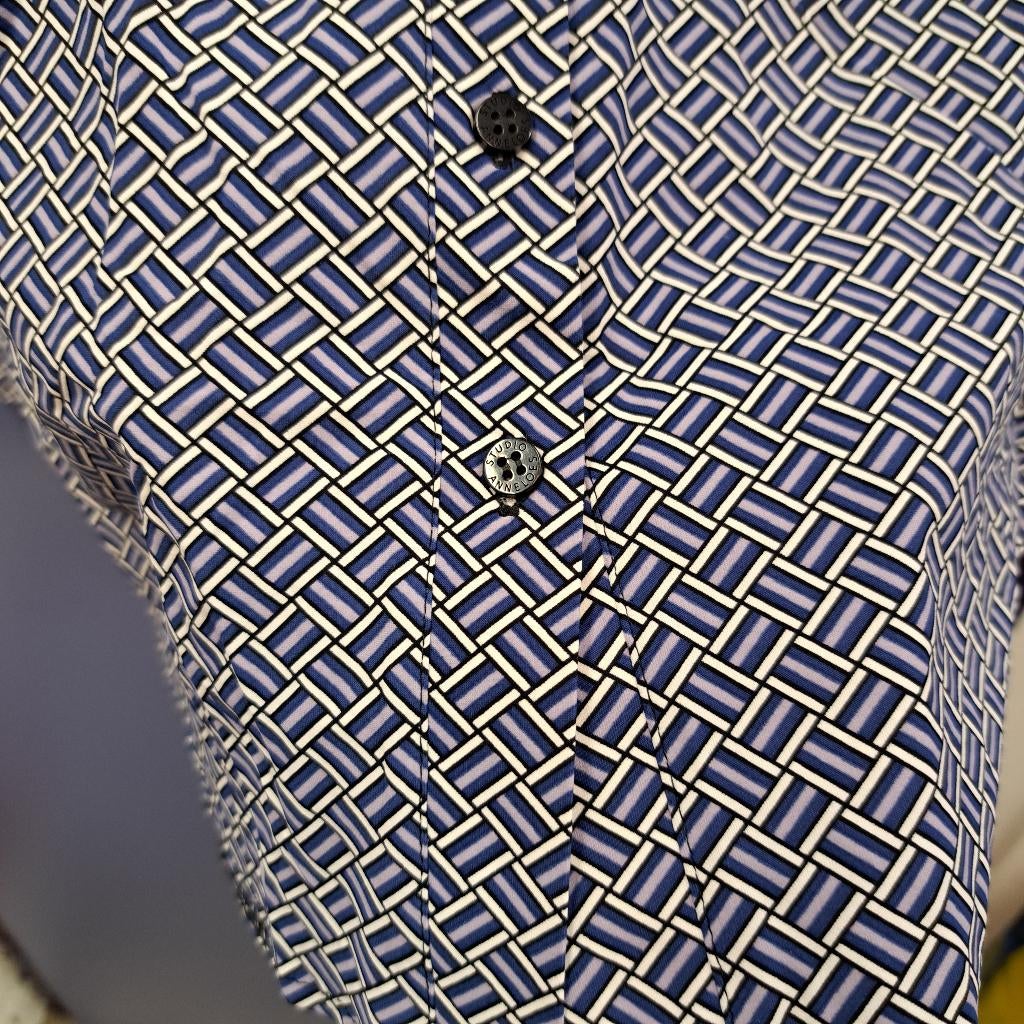 Studio Anneloes travelstof blouse blauwe print maat M 49989, Maat 38/40 (M), Studio Anneloes, Blauw, .