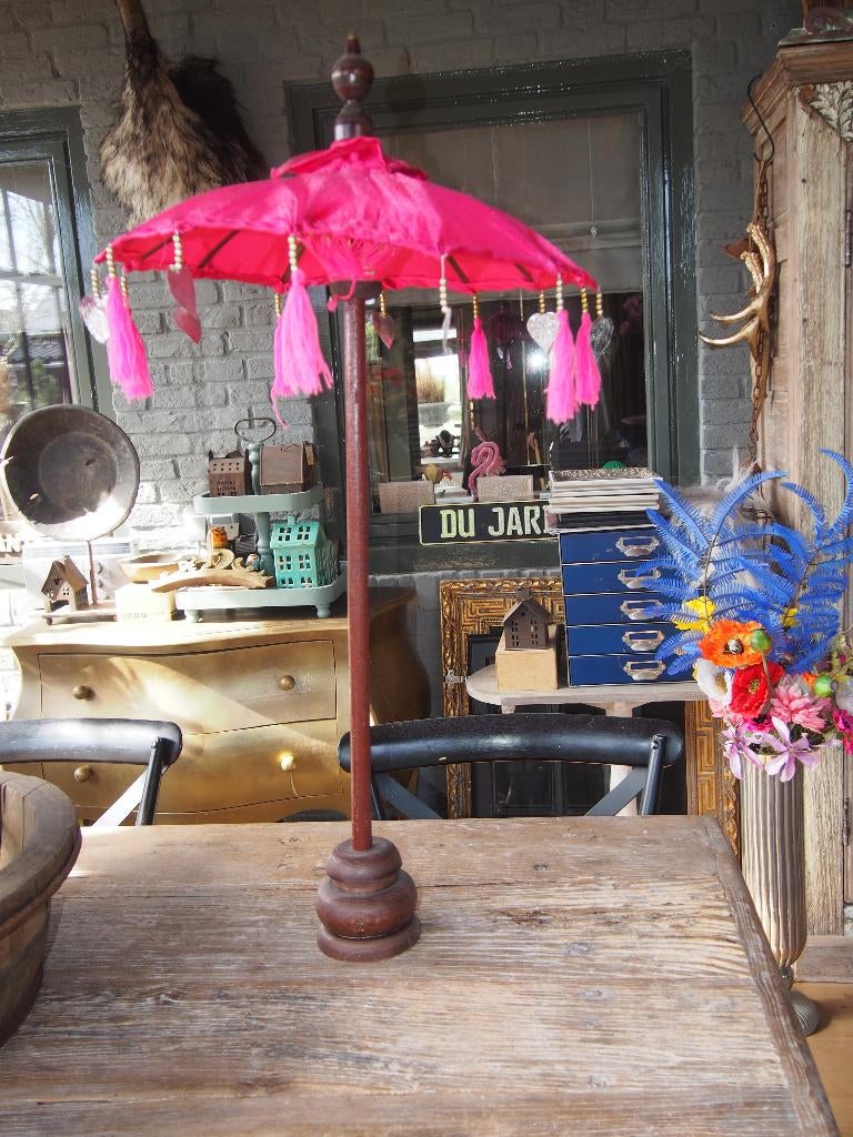 Roze tafel Parasol, Ophalen of Verzenden, Gebruikt, Roze, Hout