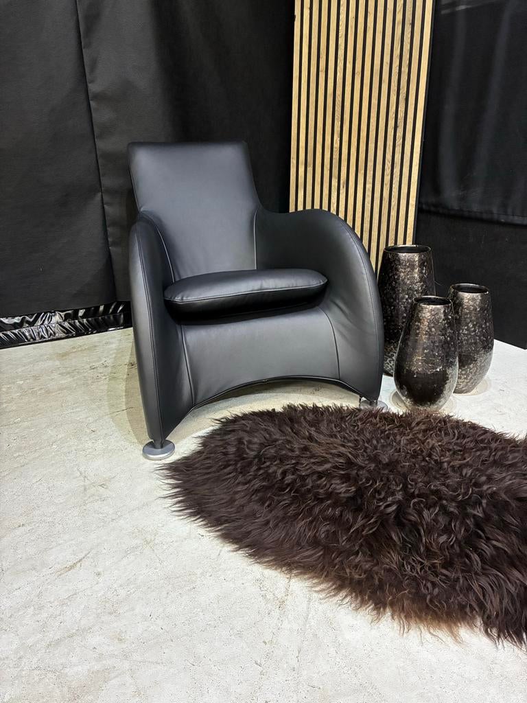 Montis fauteuil, zwart leer, nieuw leer, Ophalen, ., Leer, Zo goed als nieuw