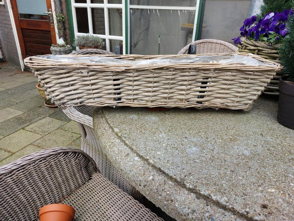 Rieten bloemenmand, balkon nieuw!, Ophalen of Verzenden, Nieuw, Minder dan 30 cm