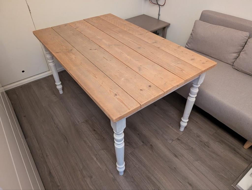 Mooie, stevige steigerhouten eettafel 140x90 cm, Gebruikt, 100 tot 150 cm, Vier personen, Rechthoekig
