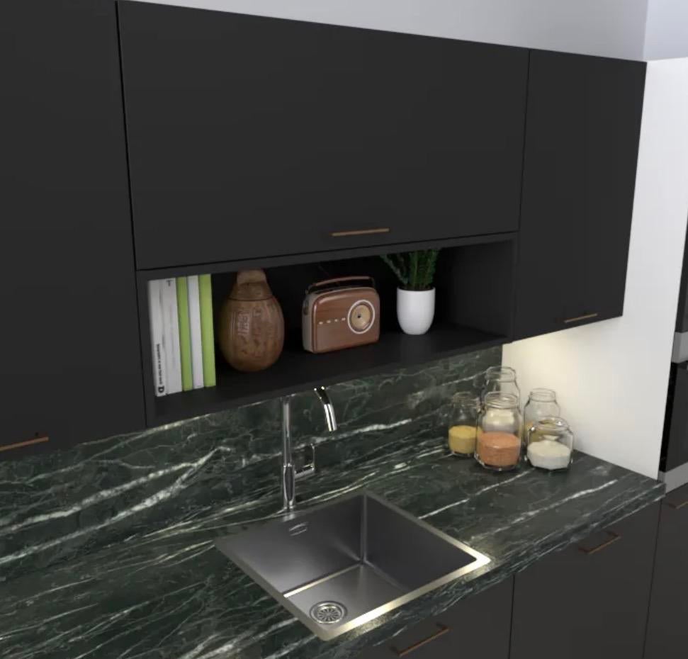 Bruynzeel open bovenkasten - 4 stuks (zwart, antraciet, graf, Huis en Inrichting, 100 tot 150 cm, Zwart, Nieuw, Ophalen of Verzenden