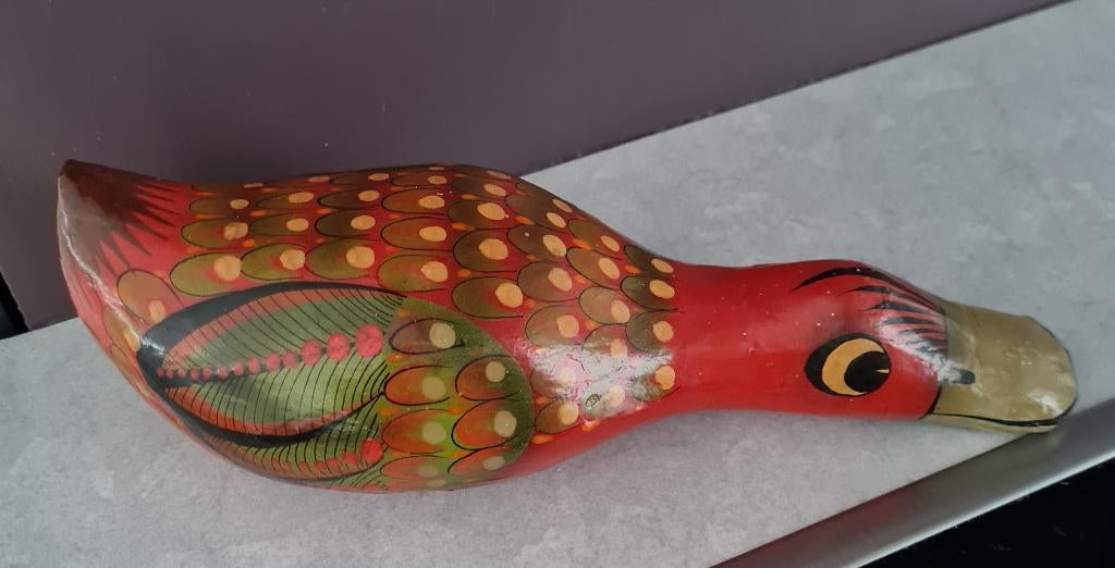 Grote papier mache eend - Mexico - gesigneerd, Verzamelen, Beelden en Beeldjes, Ophalen of Verzenden, Zo goed als nieuw, Dier