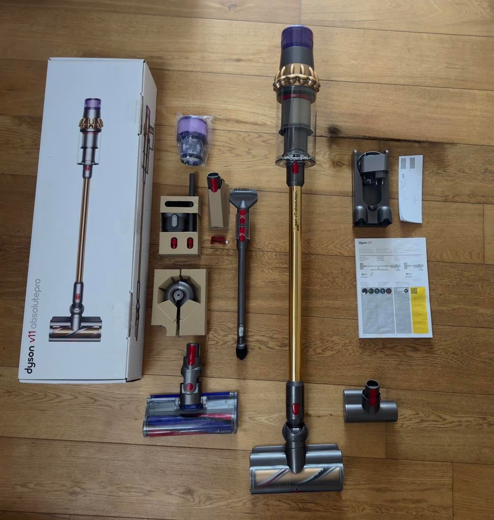 Dyson V11 Absolute Pro Goud 2024 - Topstaat & overcompleet, Witgoed en Apparatuur, Ophalen of Verzenden, Gebruikt
