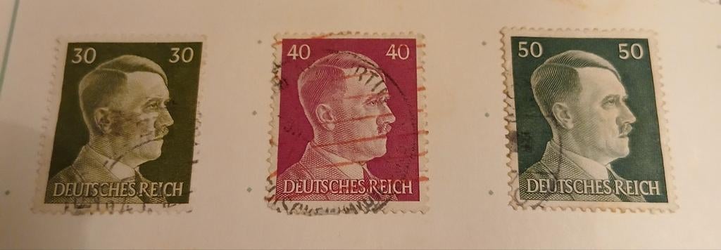 Duitse postzegels met Hitler, 30, 40 en 50, Verzenden, Duitse Keizerrijk, Gestempeld