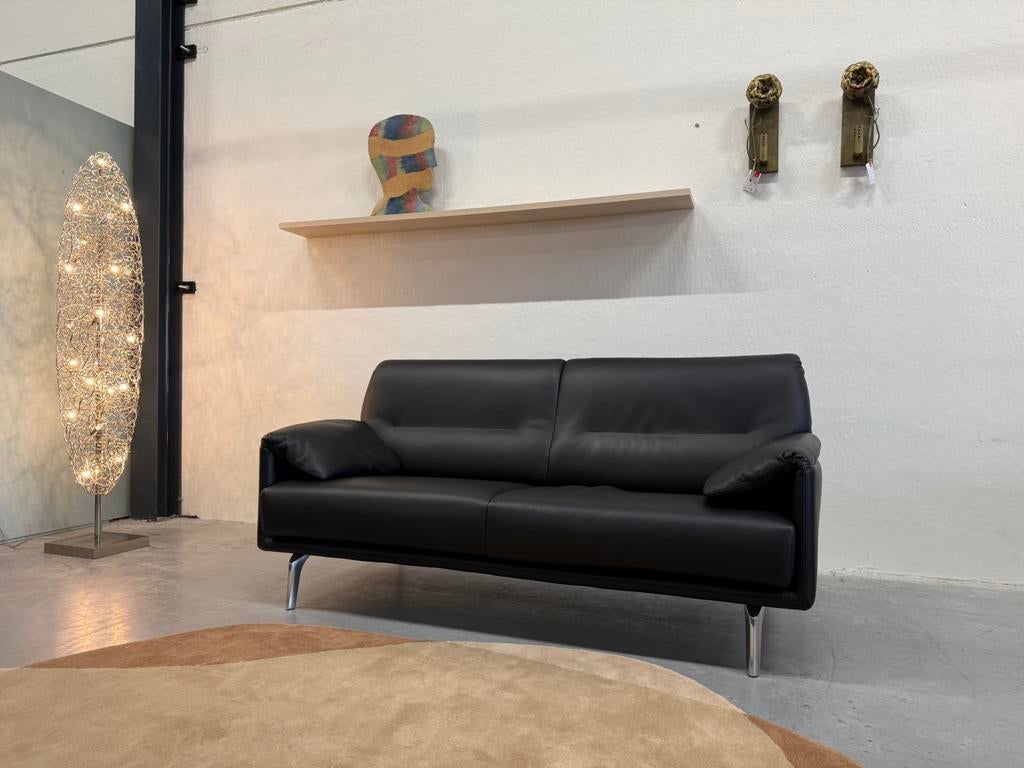 Nieuwstaat Leolux Bora Balanza Bank 2,5 zits Senso Black, 150 tot 200 cm, Tweepersoons, 75 tot 100 cm, Ophalen of Verzenden
