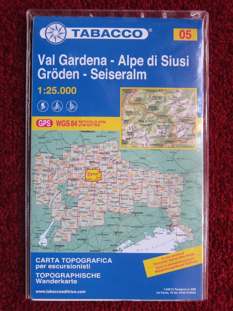 Tabacco Wanderkarte 05 Gröden - Seiseralm, 2013, Boeken, Atlassen en Landkaarten, Verzenden, 2000 tot heden, Italië, Landkaart