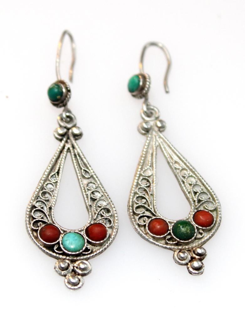 Schitterende Berber Sterling Zilver Edelsteen Oorbellen, Ophalen of Verzenden, Zilver, Oorbellen, Met edelsteen