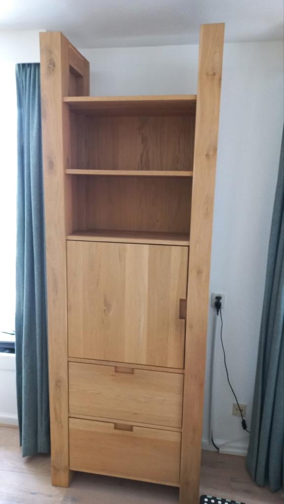 Massief houten kast met lades en deuren, Huis en Inrichting, Kasten | Boekenkasten, Gebruikt, Met deur(en), 150 tot 200 cm, 25 tot 50 cm
