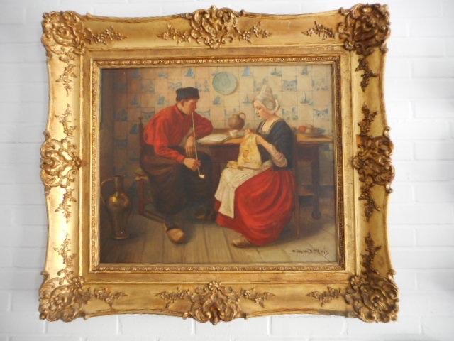 Schilderij Volendam klederdracht van Carl Schmitz Pleis, Antiek en Kunst, Ophalen