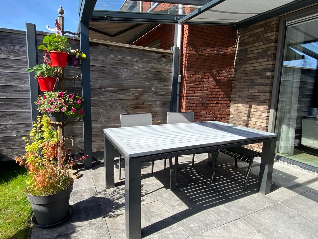 Buitentafel 180x103x78, Tuin en Terras, Tuintafels, Ophalen, Gebruikt, Rechthoekig, Aluminium