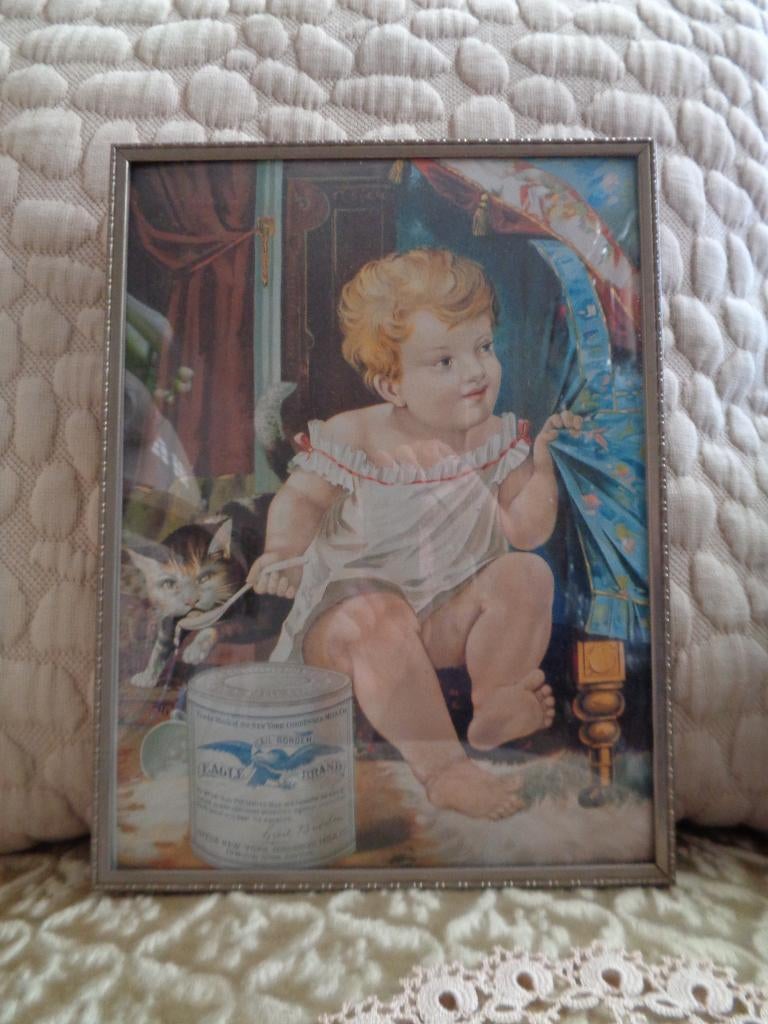 Brocante Fotolijst met Bol Glas ** Mimosa **, Antiek en Kunst, Ophalen of Verzenden