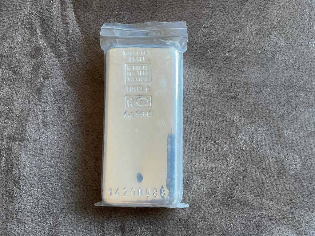 1 kg ZILVERBAAR  Tony Goetz met certificaat  999,5, Postzegels en Munten, Edelmetalen en Baren, Ophalen of Verzenden, Zilver