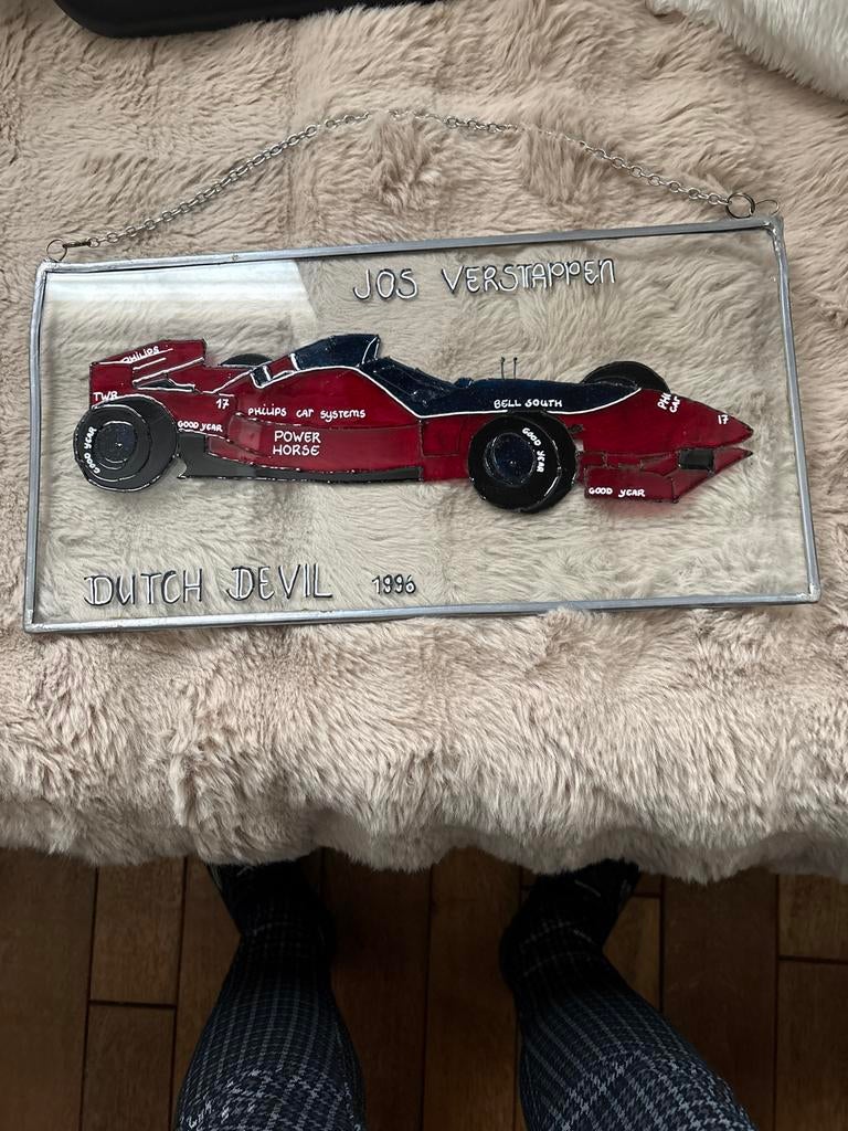 Jos Verstappen F1 'Dutch Devil' GlasKunstwerk, Ophalen of Verzenden, Zo goed als nieuw, Formule 1