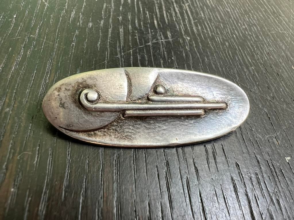 Fons Reggers: zilveren broche, 4 tot 7 cm, Gebruikt, Ophalen of Verzenden, Zilver