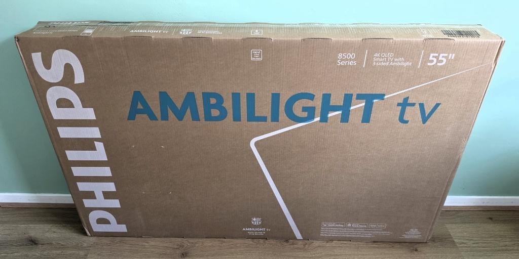 Philips QLED 4K Ambilight TV 55" Nieuw in doos!, Ophalen, Philips, QLED, 50 Hz